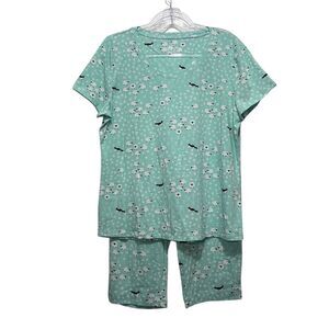 Sleep Sense Sheep Pajama Set M Top S Bottom Cotton Spandex Stretch Lounge Pocket